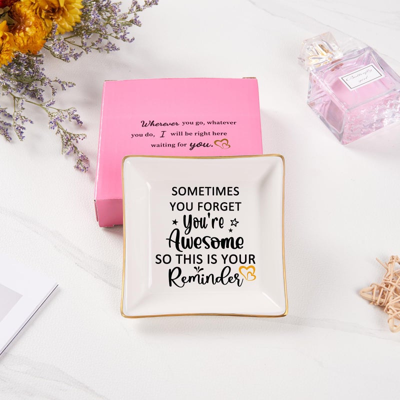 Spegiffu Birthday Gifts for Women Jewelry Dish - You Are Awesome Gift for Women Best Friends Female Coworker Mom Mother's Day Christmas Retirement Valentines Gifts for Her - Image 3